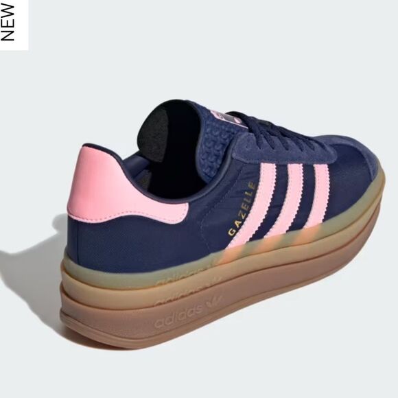 NWT Adidas Gazelle Bold Platform Shoes Dark Blue Pink Spark Women’s Size 7.5 - Picture 5 of 15